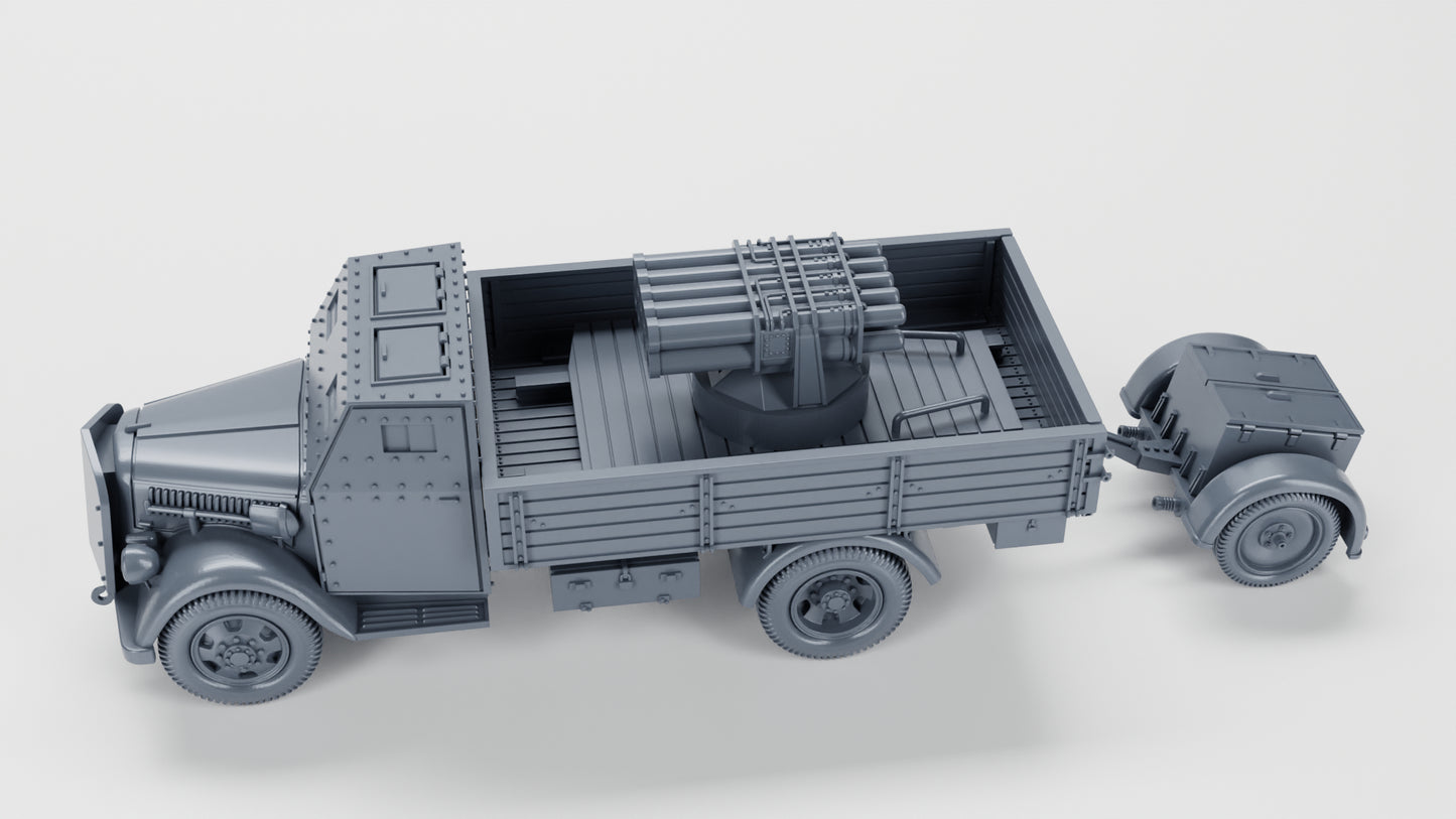 Opel Blitz with FLAK38 20mm with armored cab (+15cm Panzerwerfer)