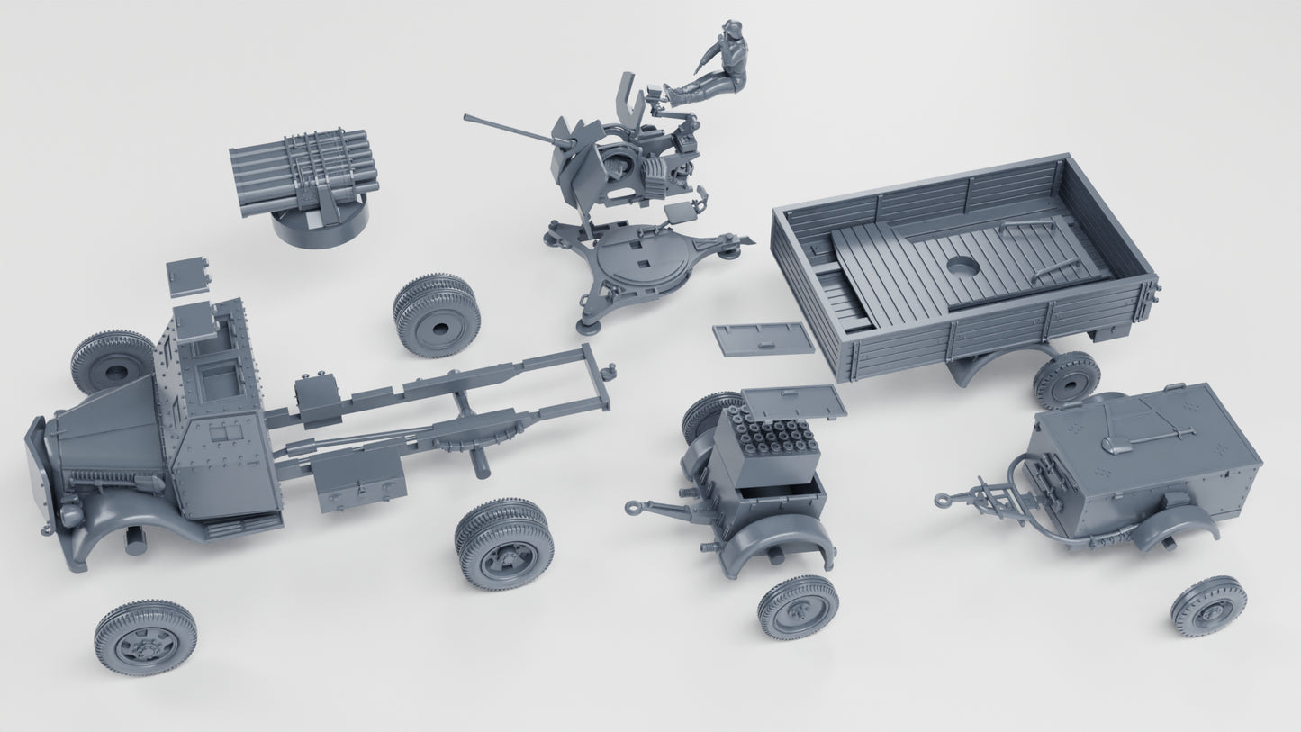 Opel Blitz with FLAK38 20mm with armored cab (+15cm Panzerwerfer)